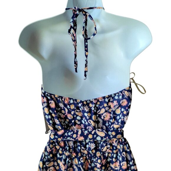 Kingston Grey Women's Floral Sleeveless Juniors Halter Wide-Leg Jumpsuit- S - Picture 6 of 11